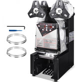Fully Automatic Cup Sealing Machine, 500-650 Cups/H, Cup Sealer Machine for 190 mm Tall & 90/95 mm Cup, Electric Tea Sealer with Digital Control LCD Panel for Bubble Milk Tea Coffee, Black